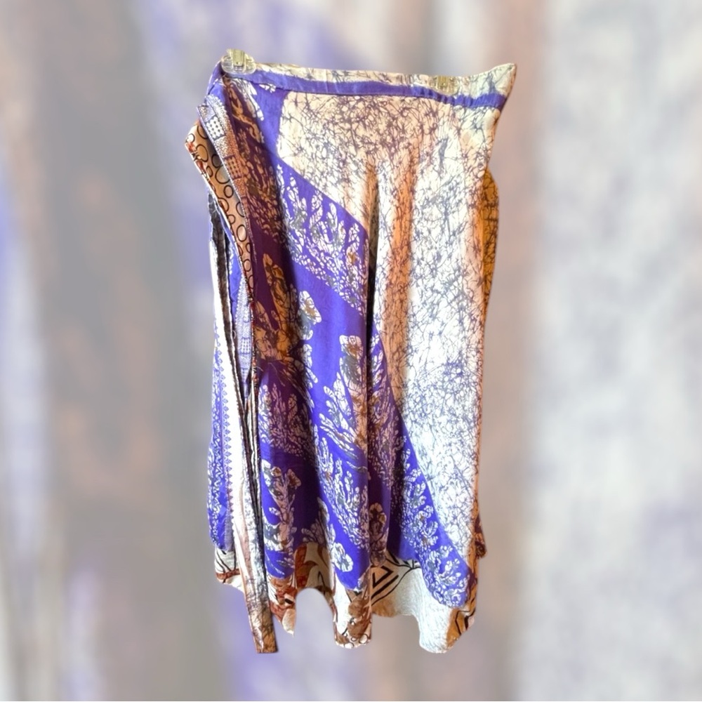 Recycled Sari Wrap Skirt - XL- Ankle length